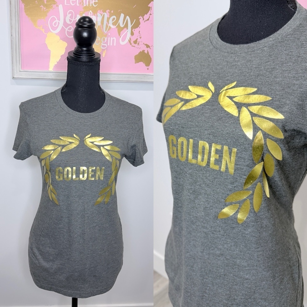 Adidas 'The go-to tee' Gray with Gold T-Shirt